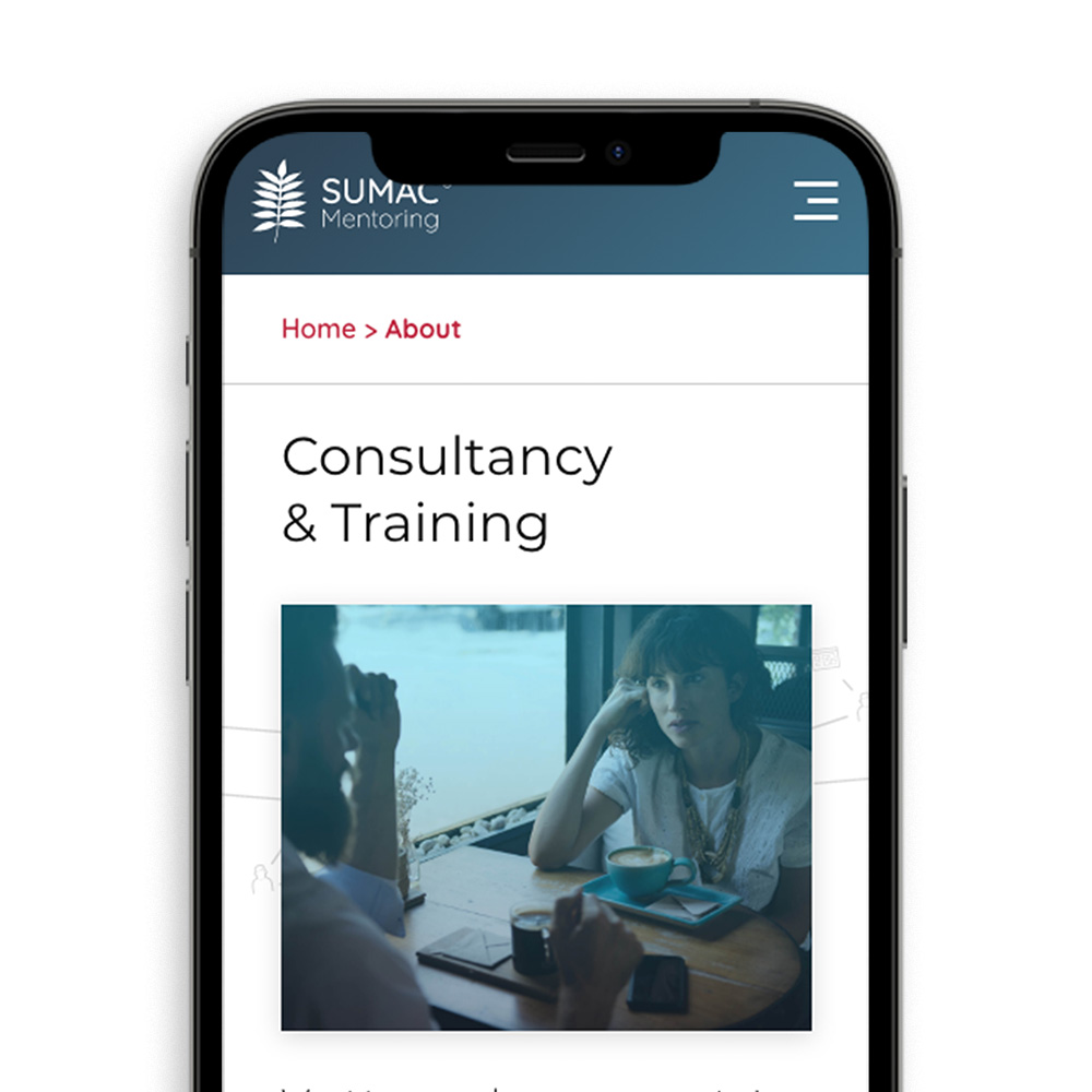 Mobile view of subpage